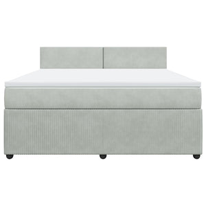Κρεβάτι Boxspring με Στρώμα Ανοιχτό Γκρι 180x200 εκ. Βελούδινο - Pakobazaar