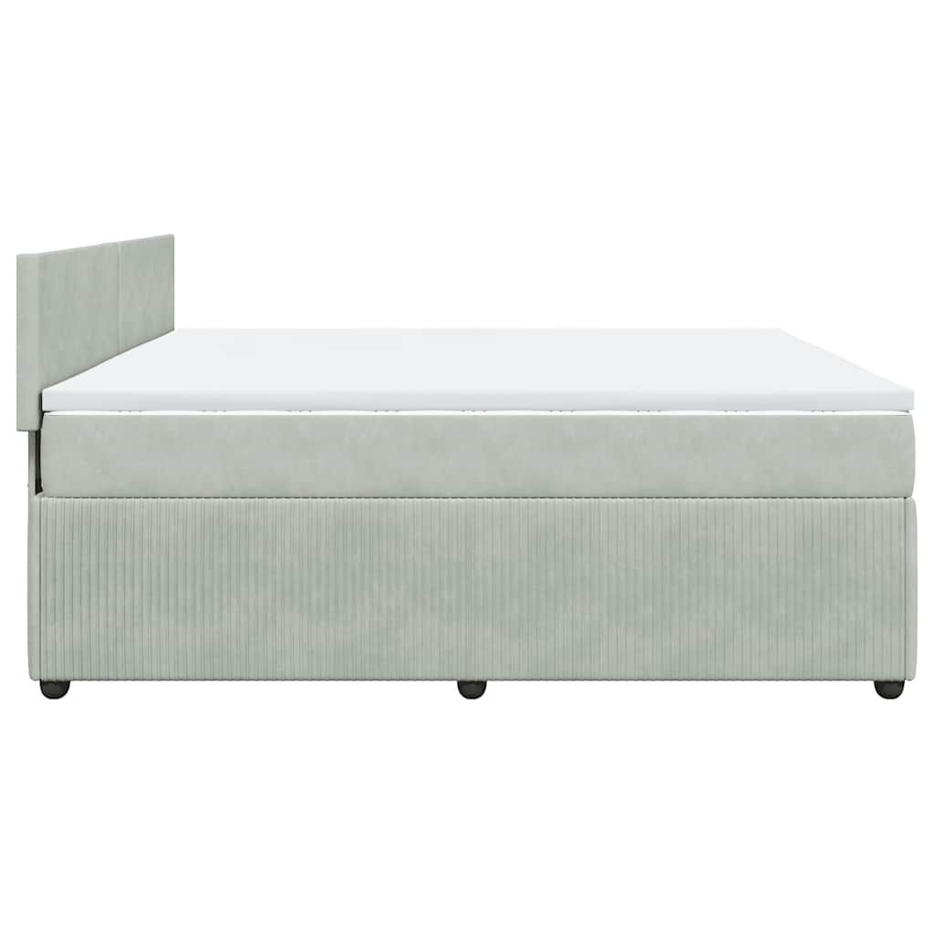 Κρεβάτι Boxspring με Στρώμα Ανοιχτό Γκρι 180x200 εκ. Βελούδινο - Pakobazaar