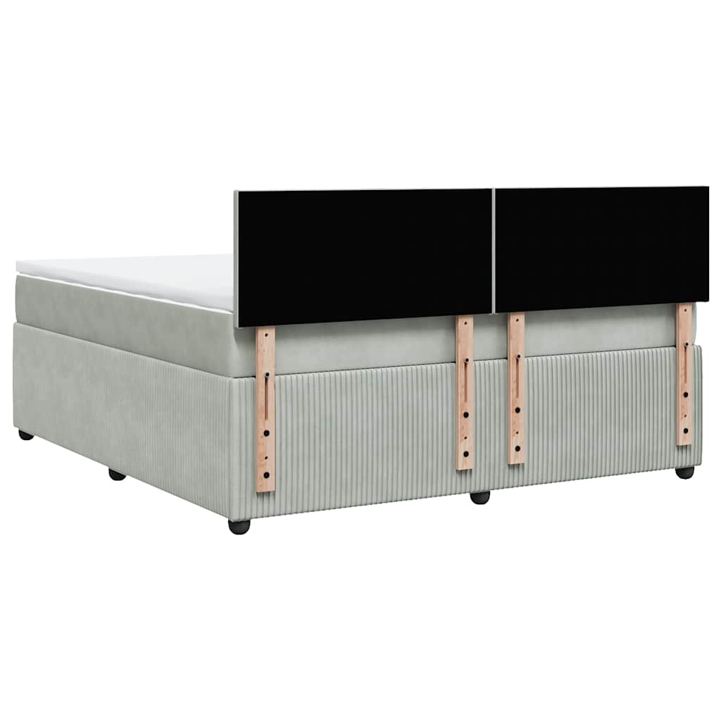 Κρεβάτι Boxspring με Στρώμα Ανοιχτό Γκρι 180x200 εκ. Βελούδινο - Pakobazaar