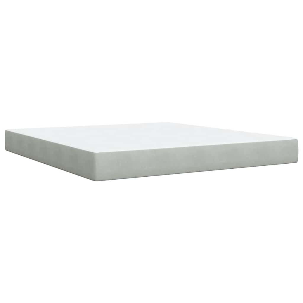 Κρεβάτι Boxspring με Στρώμα Ανοιχτό Γκρι 180x200 εκ. Βελούδινο - Pakobazaar