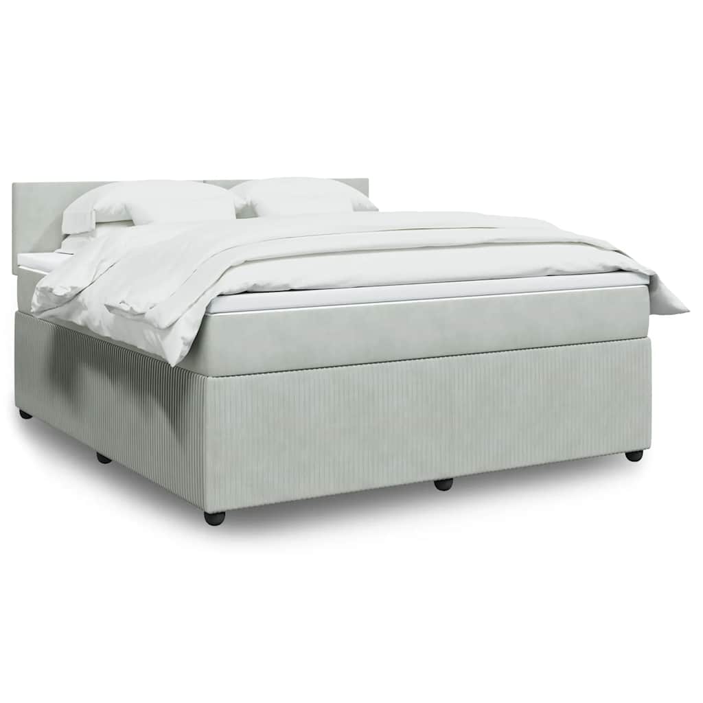 Κρεβάτι Boxspring με Στρώμα Ανοιχτό Γκρι 180x200 εκ. Βελούδινο - Pakobazaar