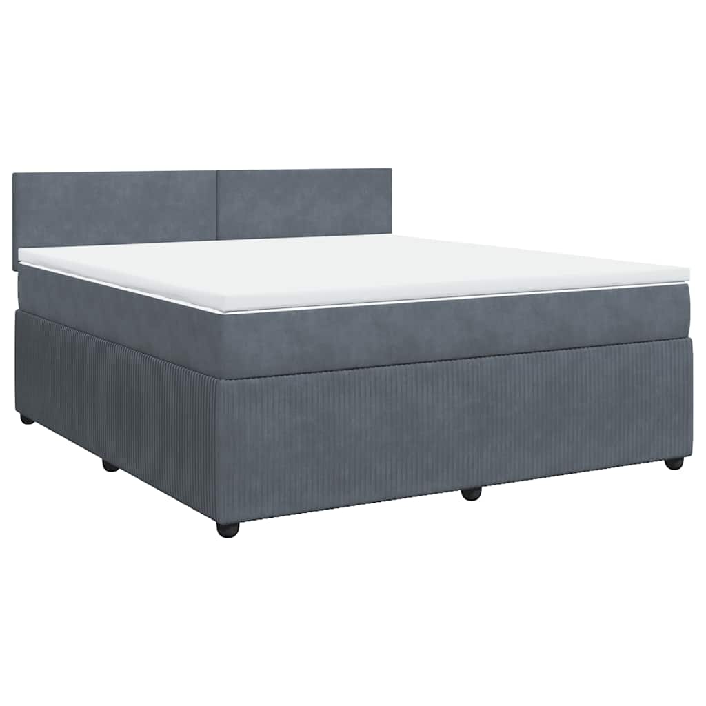 Κρεβάτι Boxspring με Στρώμα Σκούρο Γκρι 180x200 εκ. Βελούδινο - Pakobazaar