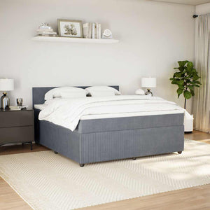 Κρεβάτι Boxspring με Στρώμα Σκούρο Γκρι 180x200 εκ. Βελούδινο - Pakobazaar
