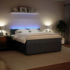Κρεβάτι Boxspring με Στρώμα Σκούρο Γκρι 180x200 εκ. Βελούδινο - Pakobazaar