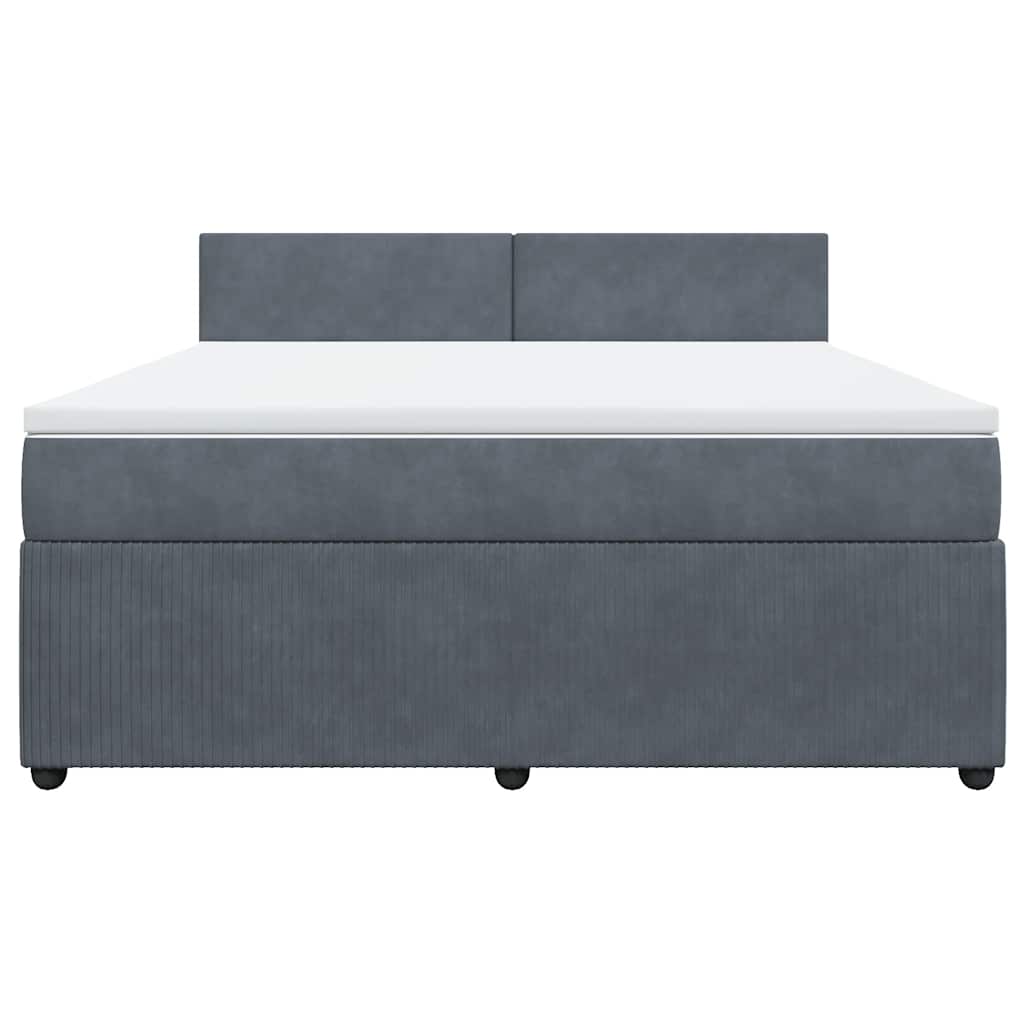 Κρεβάτι Boxspring με Στρώμα Σκούρο Γκρι 180x200 εκ. Βελούδινο - Pakobazaar