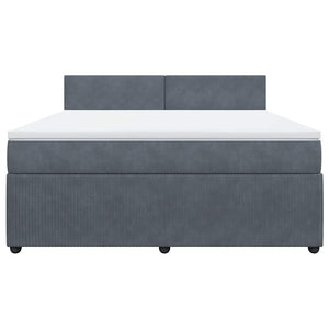Κρεβάτι Boxspring με Στρώμα Σκούρο Γκρι 180x200 εκ. Βελούδινο - Pakobazaar