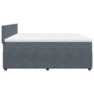 Κρεβάτι Boxspring με Στρώμα Σκούρο Γκρι 180x200 εκ. Βελούδινο - Pakobazaar