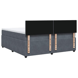 Κρεβάτι Boxspring με Στρώμα Σκούρο Γκρι 180x200 εκ. Βελούδινο - Pakobazaar