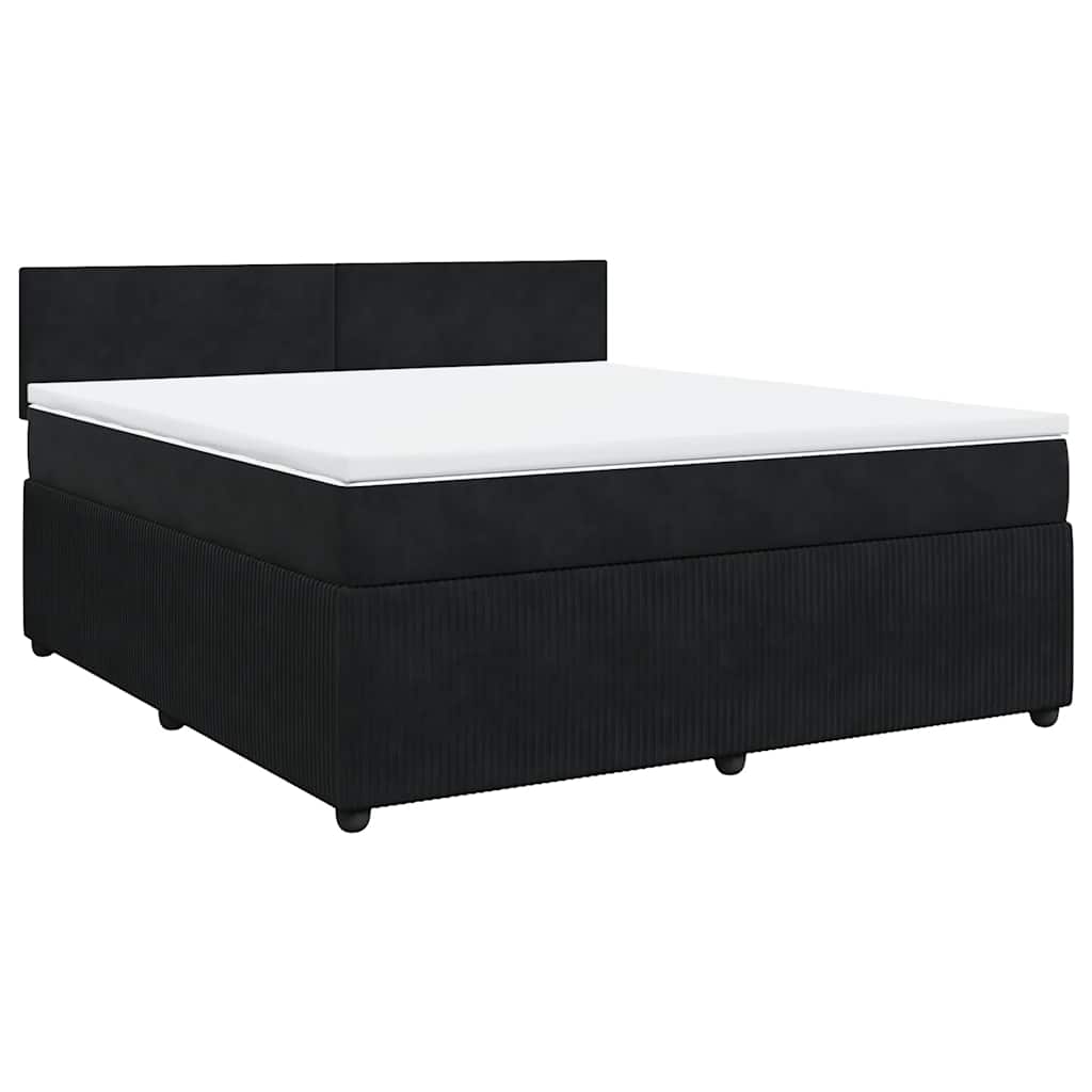 Κρεβάτι Boxspring με Στρώμα Μαύρο 180x200 εκ. Βελούδινο - Pakobazaar