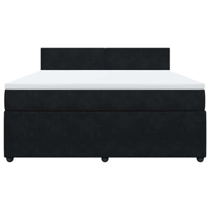 Κρεβάτι Boxspring με Στρώμα Μαύρο 180x200 εκ. Βελούδινο - Pakobazaar