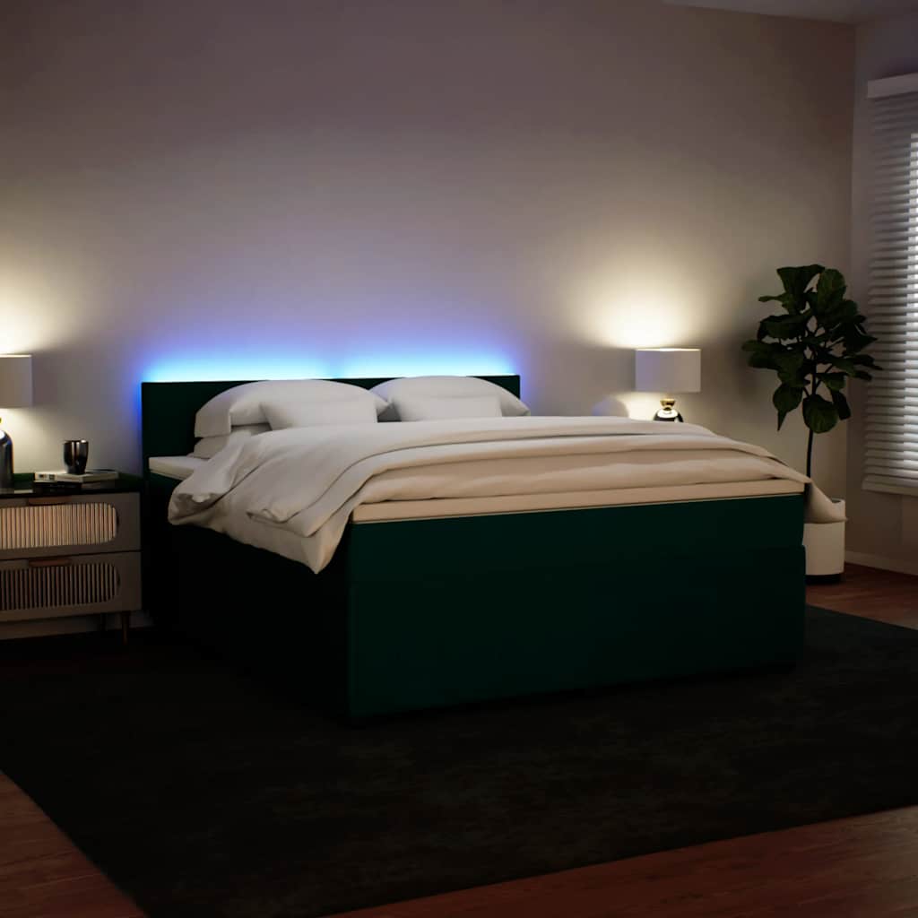 Κρεβάτι Boxspring με Στρώμα Σκούρο Πράσινο 180x200εκ. Βελούδινο - Pakobazaar