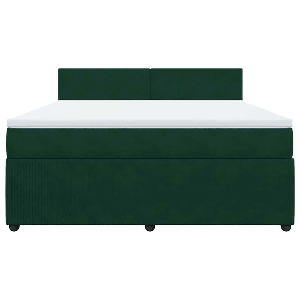 Κρεβάτι Boxspring με Στρώμα Σκούρο Πράσινο 180x200εκ. Βελούδινο - Pakobazaar