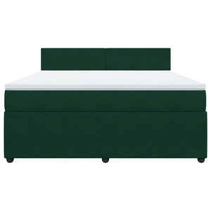 Κρεβάτι Boxspring με Στρώμα Σκούρο Πράσινο 180x200εκ. Βελούδινο - Pakobazaar