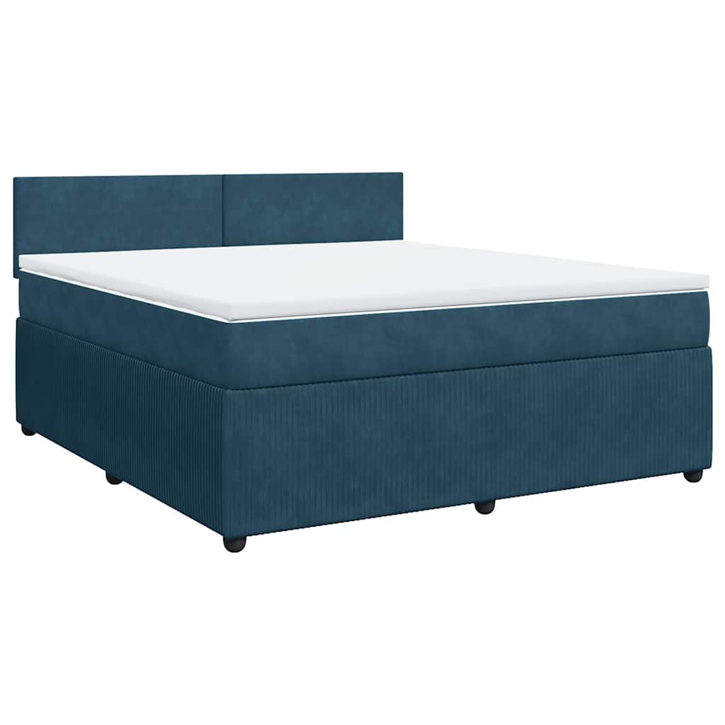 Κρεβάτι Boxspring με Στρώμα Μπλε 180x200 εκ. Βελούδινο - Pakobazaar