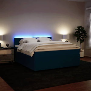 Κρεβάτι Boxspring με Στρώμα Μπλε 180x200 εκ. Βελούδινο - Pakobazaar