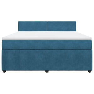 Κρεβάτι Boxspring με Στρώμα Μπλε 180x200 εκ. Βελούδινο - Pakobazaar