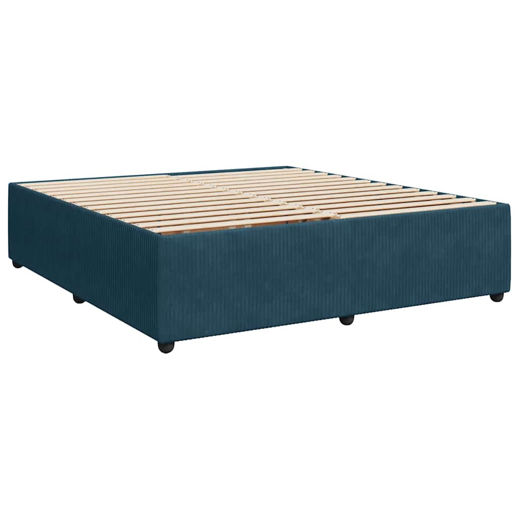 Κρεβάτι Boxspring με Στρώμα Μπλε 180x200 εκ. Βελούδινο - Pakobazaar