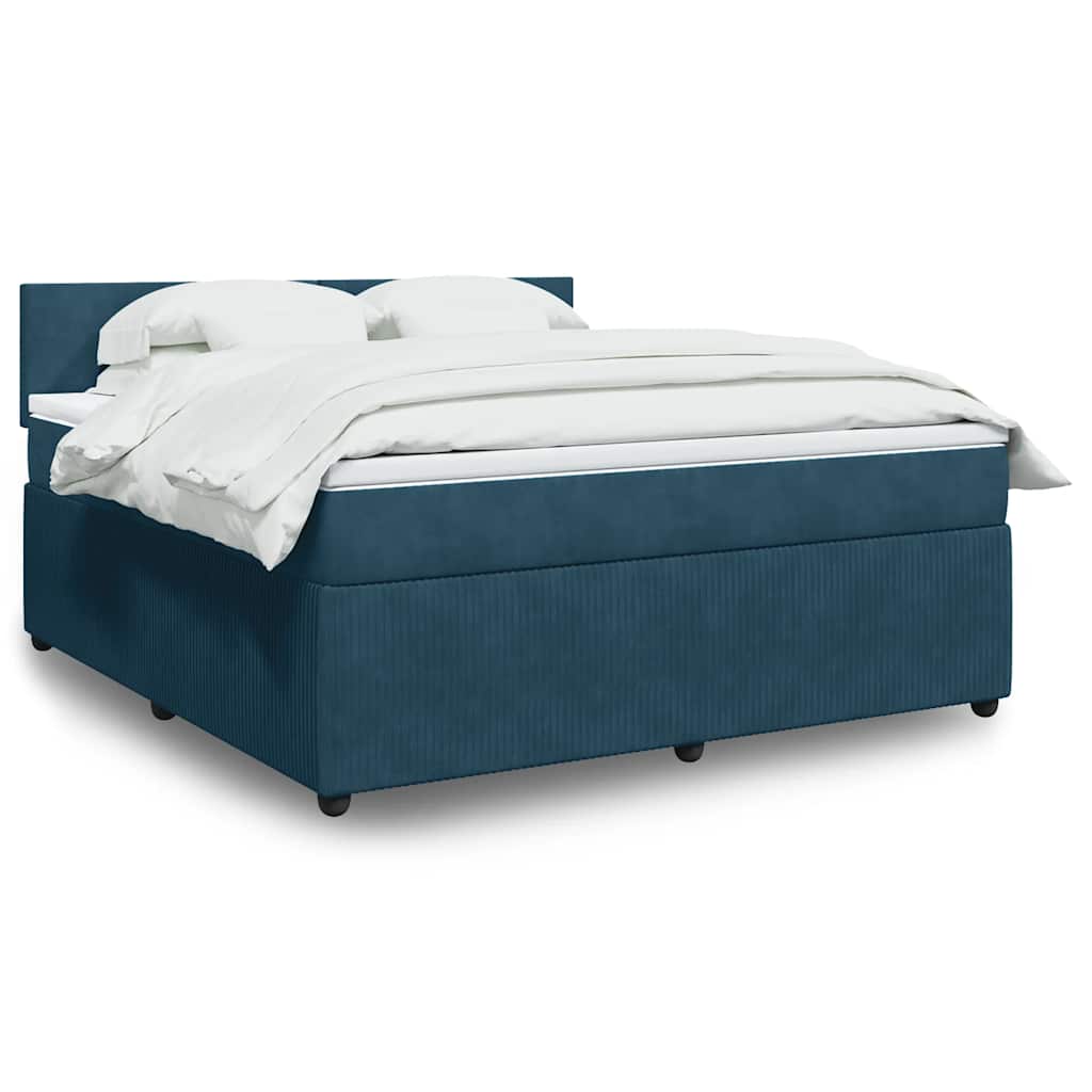 Κρεβάτι Boxspring με Στρώμα Μπλε 180x200 εκ. Βελούδινο - Pakobazaar