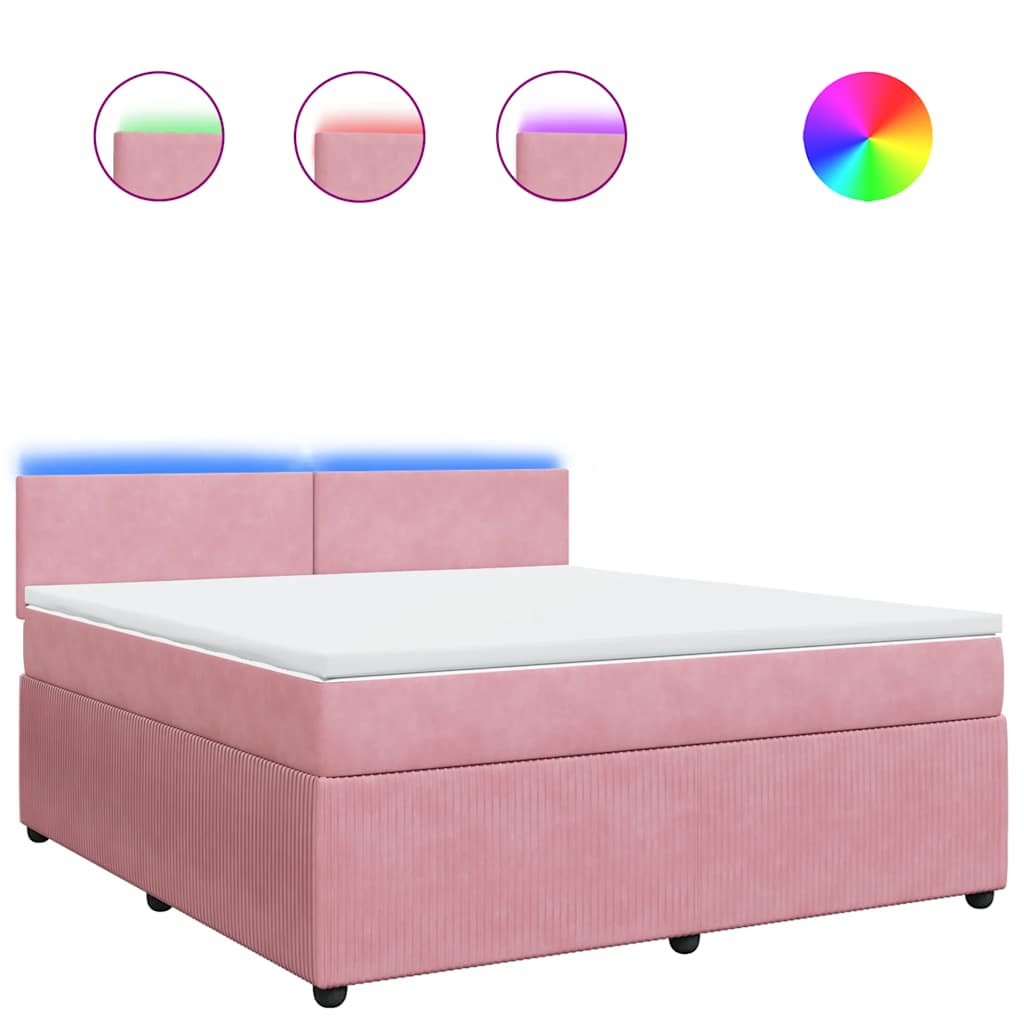 Κρεβάτι Boxspring με Στρώμα Ροζ 180x200 εκ. Βελούδινο