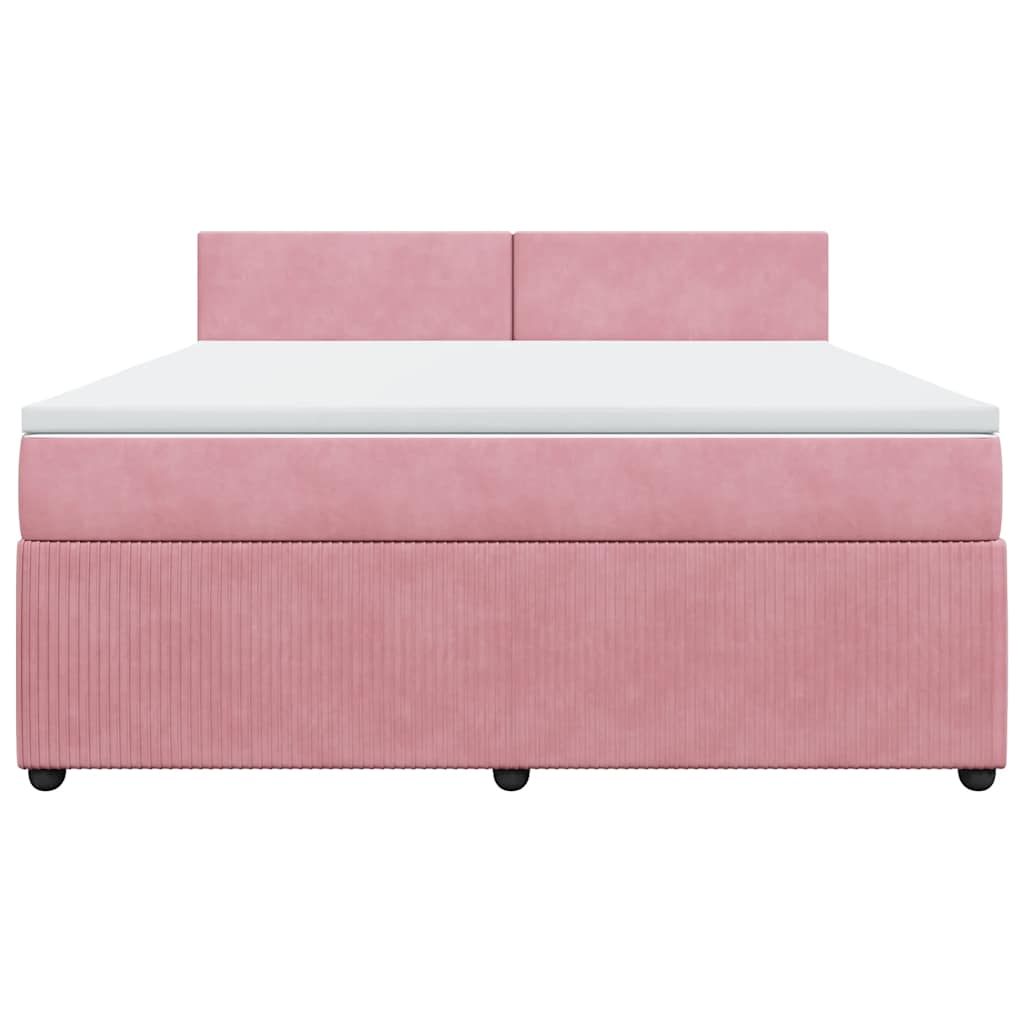Κρεβάτι Boxspring με Στρώμα Ροζ 180x200 εκ. Βελούδινο