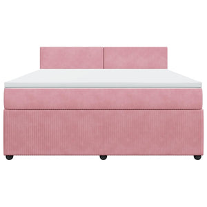 Κρεβάτι Boxspring με Στρώμα Ροζ 180x200 εκ. Βελούδινο