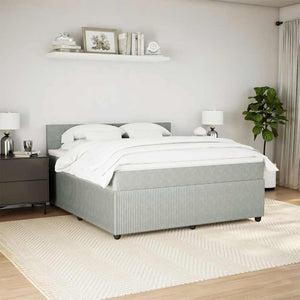 Κρεβάτι Boxspring με Στρώμα Ανοιχτό Γκρι 180x200 εκ. Βελούδινο - Pakobazaar