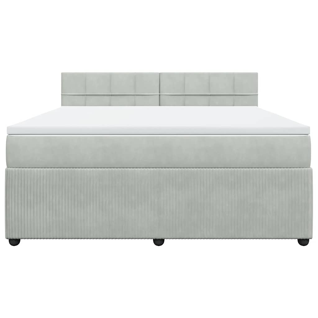 Κρεβάτι Boxspring με Στρώμα Ανοιχτό Γκρι 180x200 εκ. Βελούδινο - Pakobazaar
