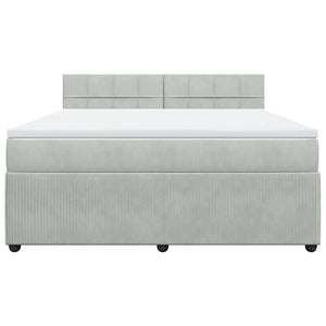 Κρεβάτι Boxspring με Στρώμα Ανοιχτό Γκρι 180x200 εκ. Βελούδινο - Pakobazaar