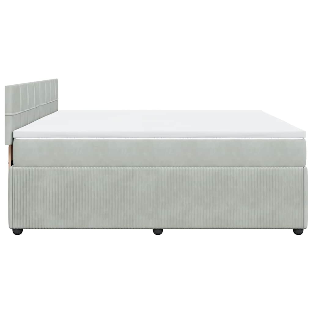 Κρεβάτι Boxspring με Στρώμα Ανοιχτό Γκρι 180x200 εκ. Βελούδινο - Pakobazaar