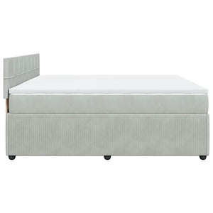 Κρεβάτι Boxspring με Στρώμα Ανοιχτό Γκρι 180x200 εκ. Βελούδινο - Pakobazaar