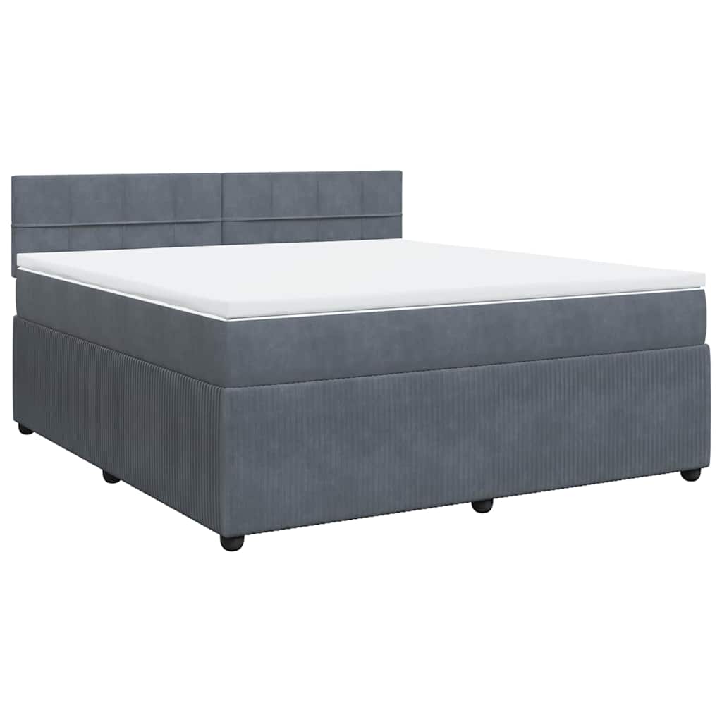 Κρεβάτι Boxspring με Στρώμα Σκούρο Γκρι 180x200 εκ. Βελούδινο - Pakobazaar