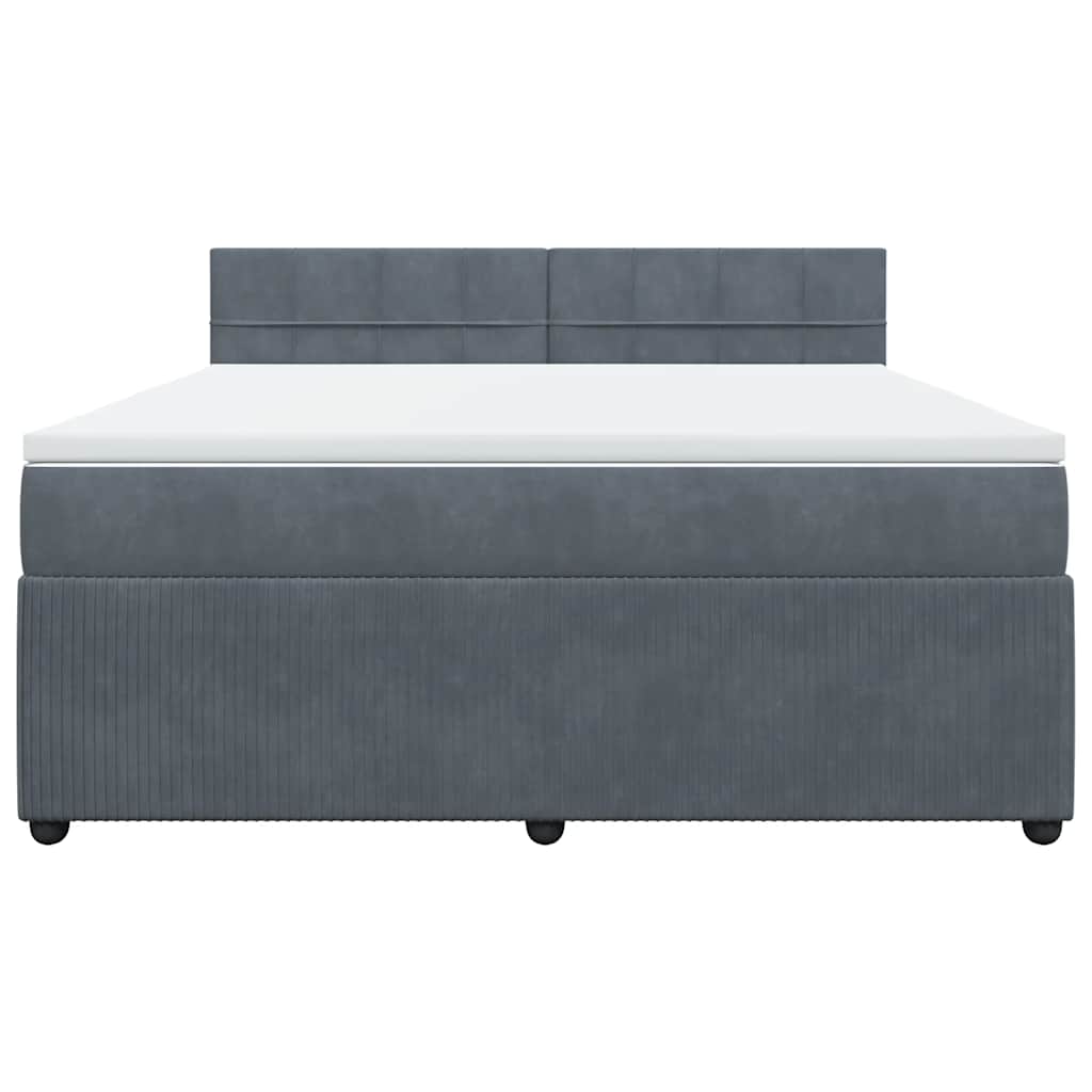Κρεβάτι Boxspring με Στρώμα Σκούρο Γκρι 180x200 εκ. Βελούδινο - Pakobazaar
