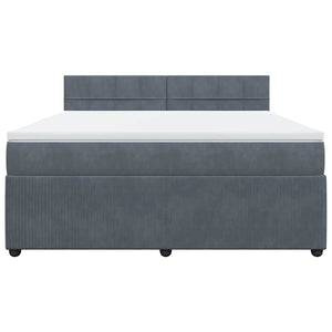 Κρεβάτι Boxspring με Στρώμα Σκούρο Γκρι 180x200 εκ. Βελούδινο - Pakobazaar