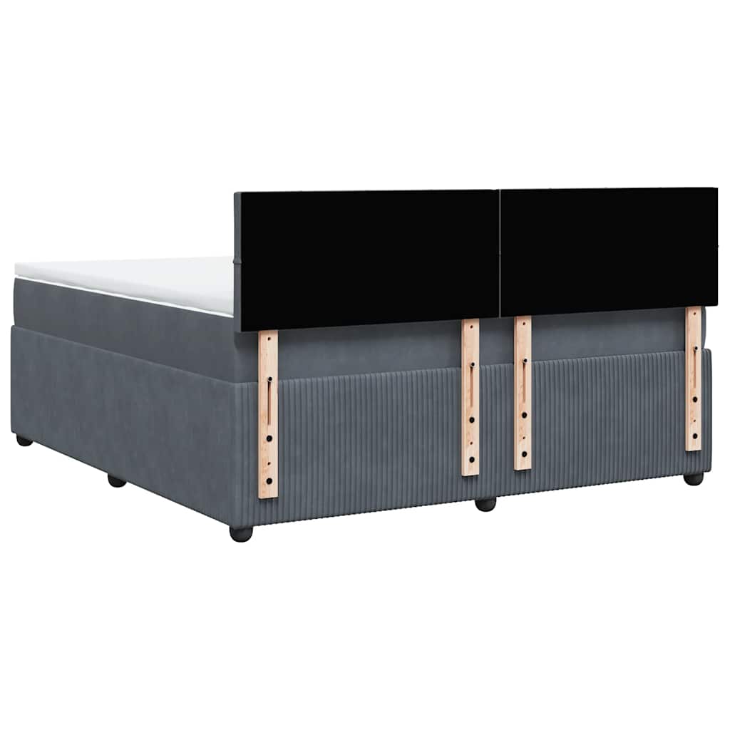Κρεβάτι Boxspring με Στρώμα Σκούρο Γκρι 180x200 εκ. Βελούδινο - Pakobazaar