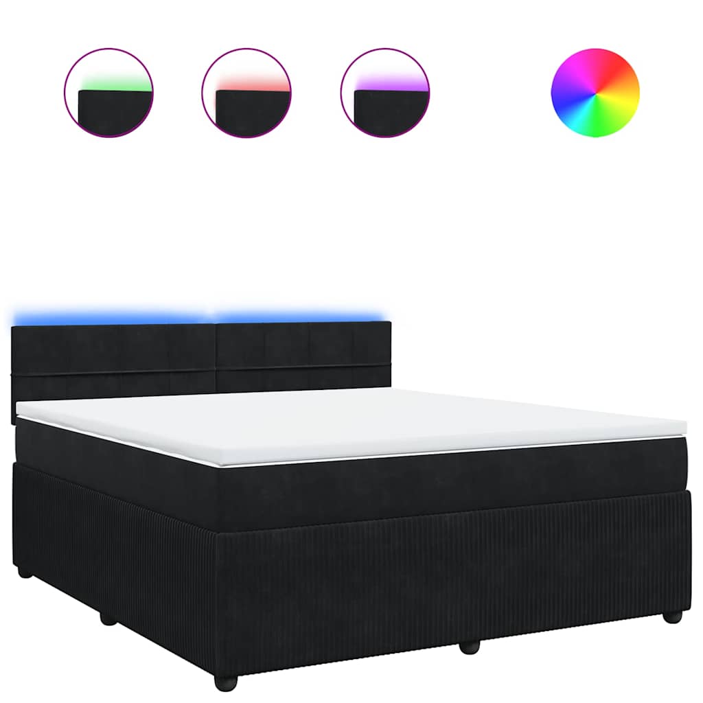 Κρεβάτι Boxspring με Στρώμα Μαύρο 180x200 εκ. Βελούδινο - Pakobazaar
