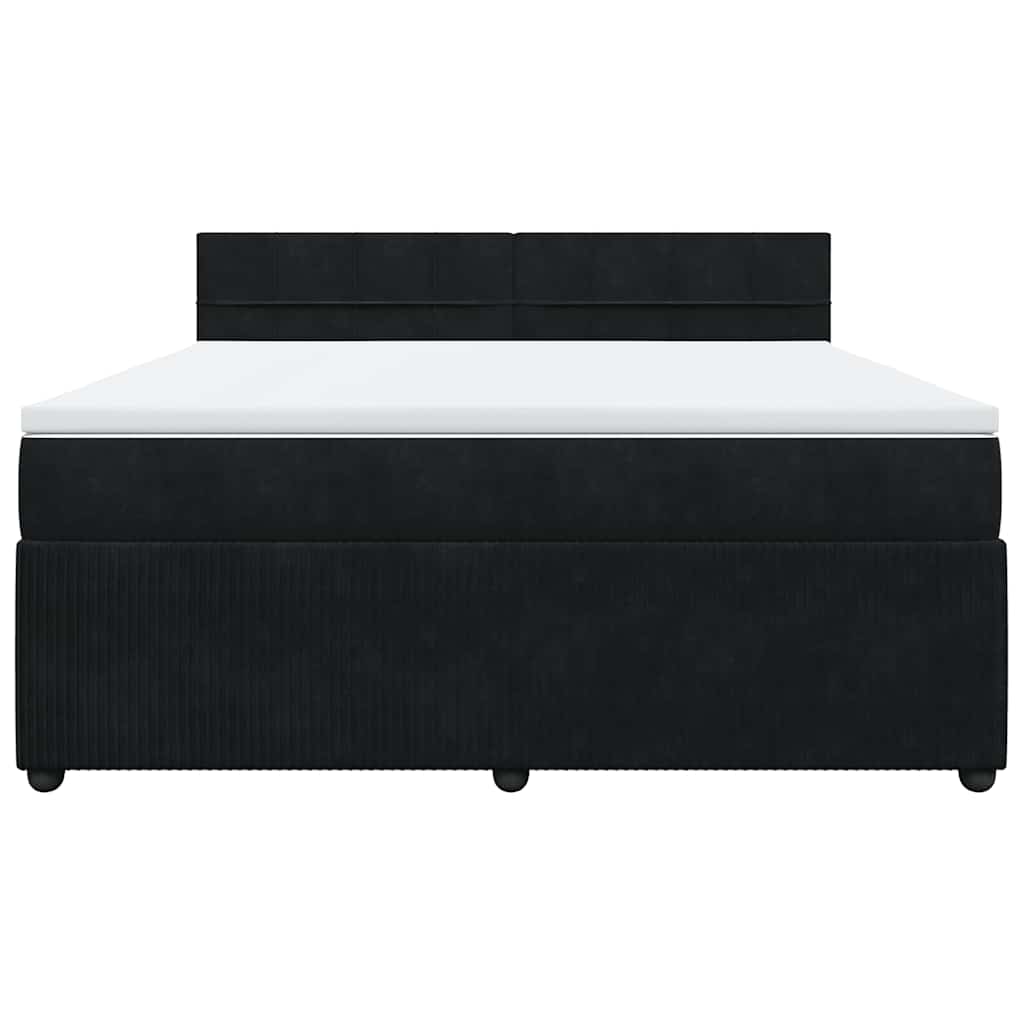 Κρεβάτι Boxspring με Στρώμα Μαύρο 180x200 εκ. Βελούδινο - Pakobazaar