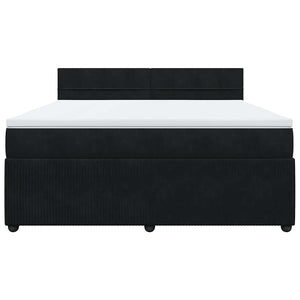 Κρεβάτι Boxspring με Στρώμα Μαύρο 180x200 εκ. Βελούδινο - Pakobazaar