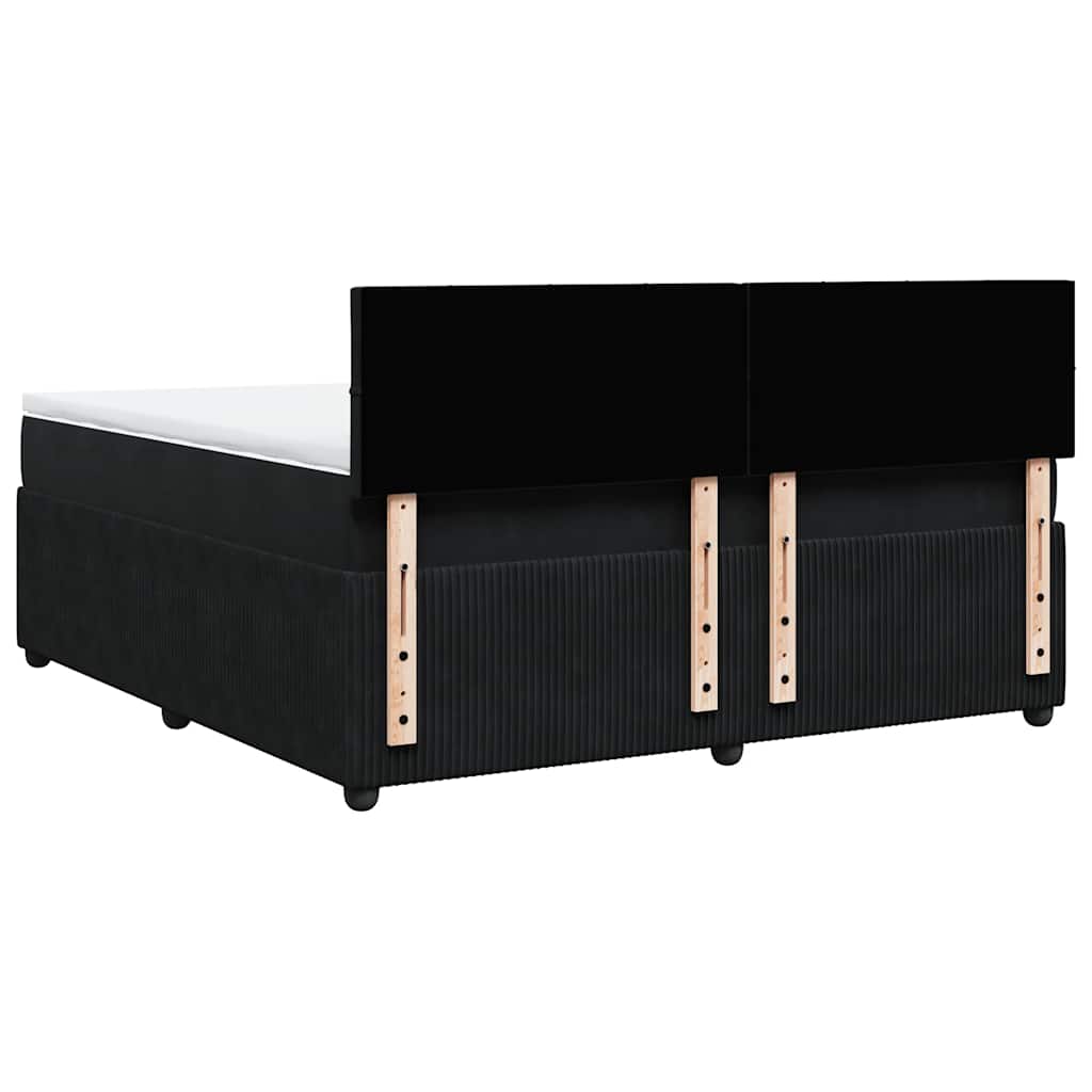 Κρεβάτι Boxspring με Στρώμα Μαύρο 180x200 εκ. Βελούδινο - Pakobazaar