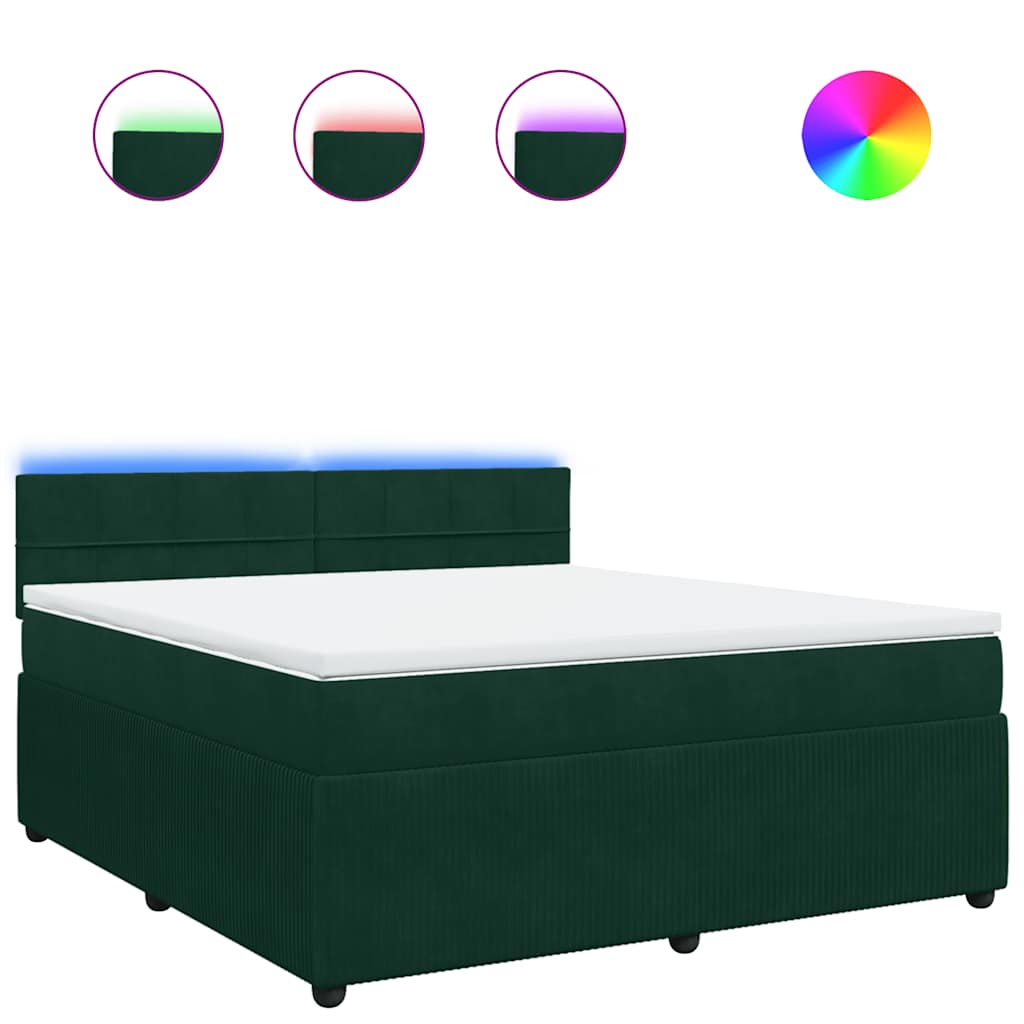 Κρεβάτι Boxspring με Στρώμα Σκούρο Πράσινο 180x200εκ. Βελούδινο - Pakobazaar