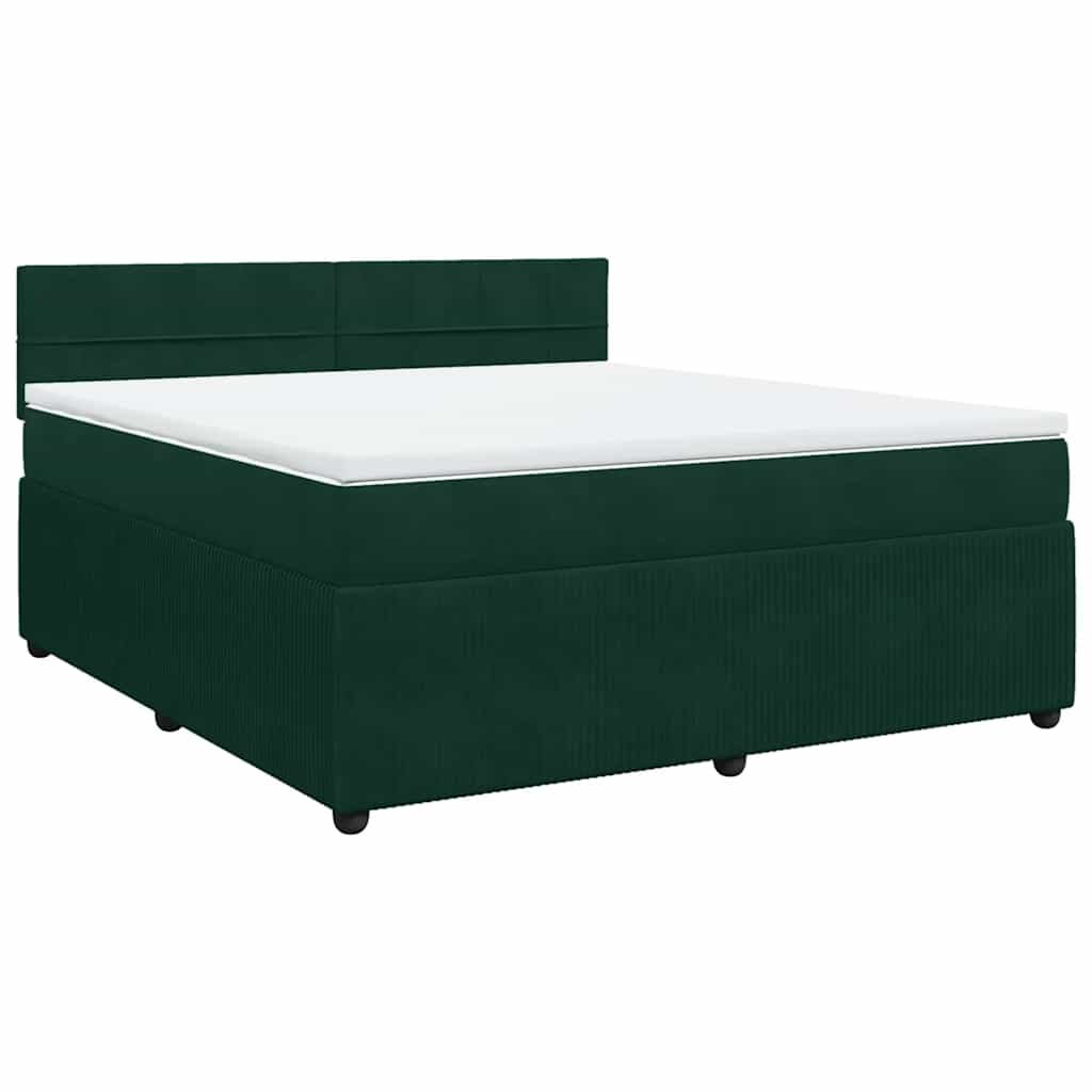 Κρεβάτι Boxspring με Στρώμα Σκούρο Πράσινο 180x200εκ. Βελούδινο - Pakobazaar