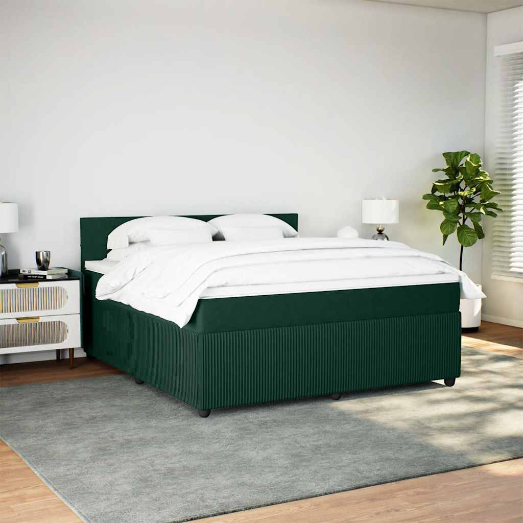 Κρεβάτι Boxspring με Στρώμα Σκούρο Πράσινο 180x200εκ. Βελούδινο - Pakobazaar