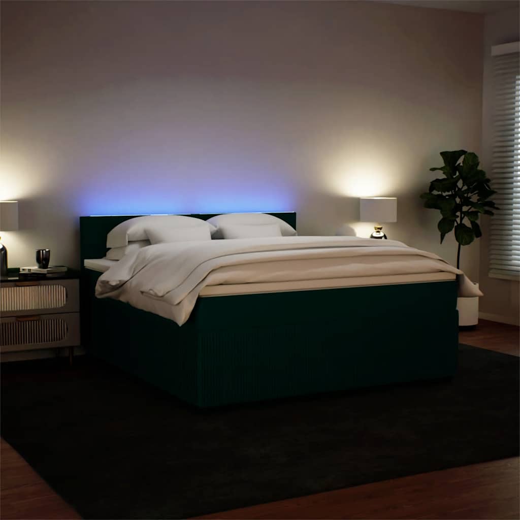 Κρεβάτι Boxspring με Στρώμα Σκούρο Πράσινο 180x200εκ. Βελούδινο - Pakobazaar