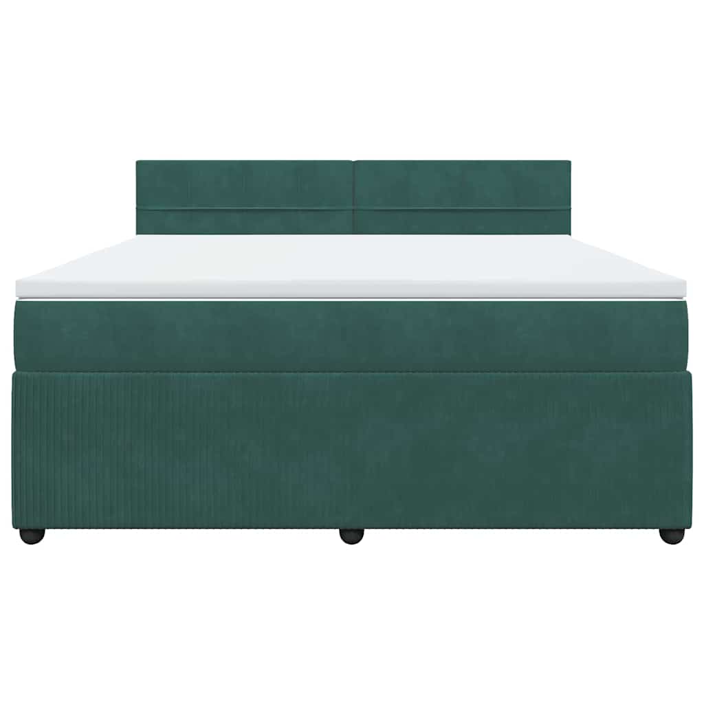Κρεβάτι Boxspring με Στρώμα Σκούρο Πράσινο 180x200εκ. Βελούδινο - Pakobazaar