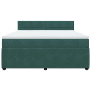 Κρεβάτι Boxspring με Στρώμα Σκούρο Πράσινο 180x200εκ. Βελούδινο - Pakobazaar