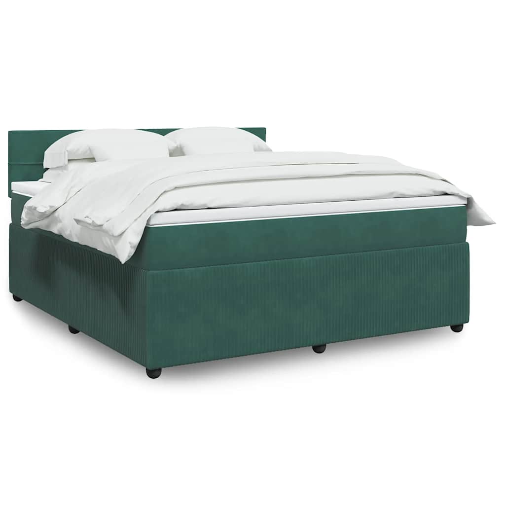 Κρεβάτι Boxspring με Στρώμα Σκούρο Πράσινο 180x200εκ. Βελούδινο - Pakobazaar