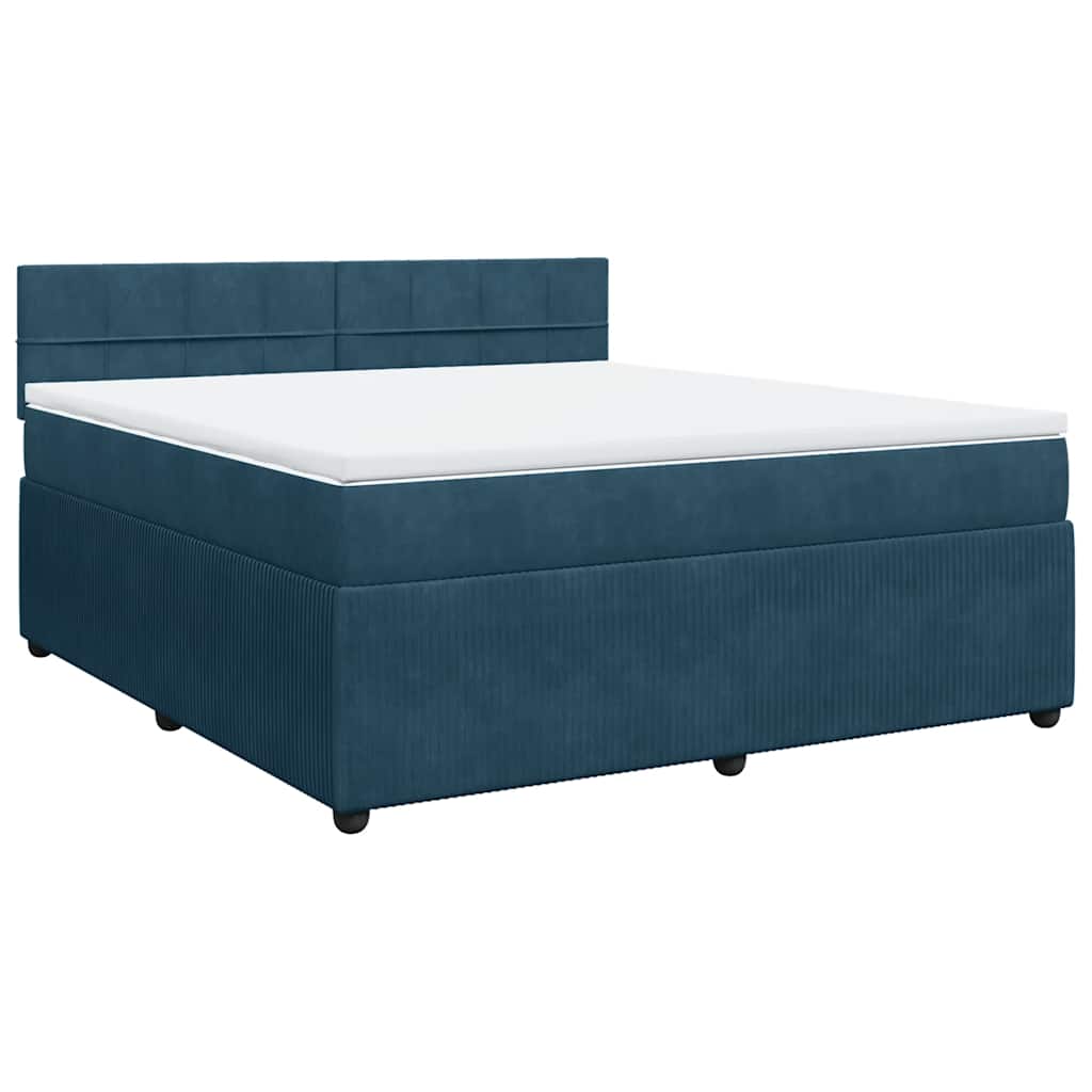 Κρεβάτι Boxspring με Στρώμα Μπλε 180x200 εκ. Βελούδινο