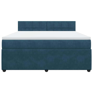 Κρεβάτι Boxspring με Στρώμα Μπλε 180x200 εκ. Βελούδινο