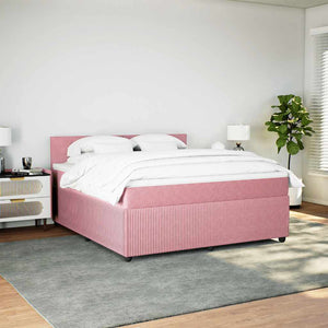 Κρεβάτι Boxspring με Στρώμα Ροζ 180x200 εκ. Βελούδινο - Pakobazaar