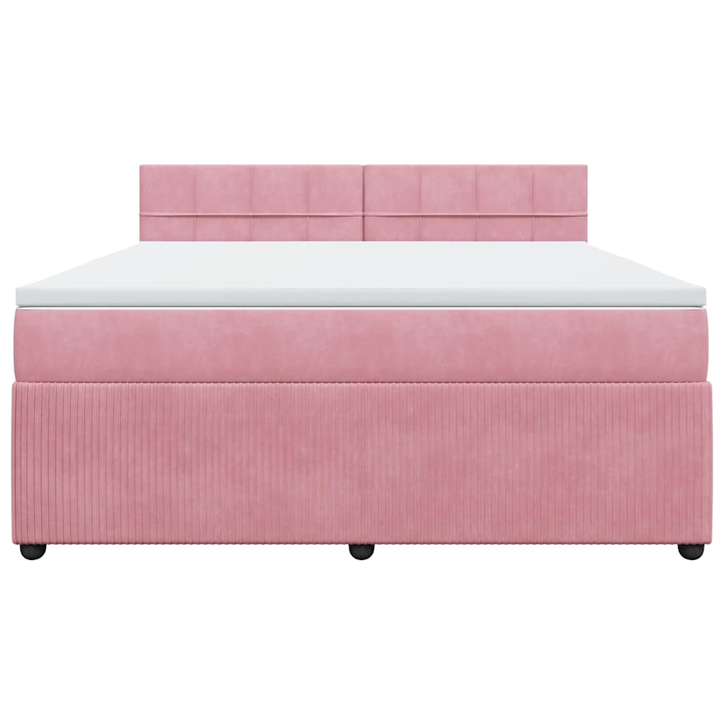 Κρεβάτι Boxspring με Στρώμα Ροζ 180x200 εκ. Βελούδινο - Pakobazaar