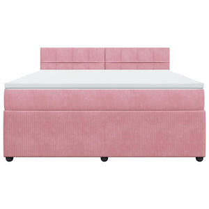 Κρεβάτι Boxspring με Στρώμα Ροζ 180x200 εκ. Βελούδινο - Pakobazaar